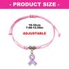 Braccialetto Regolabile in Lega di Zinco Simbolico con Nastro Rosa Viola e Ciondolo a Forma di Cuore per il Supporto al Cancro al Seno