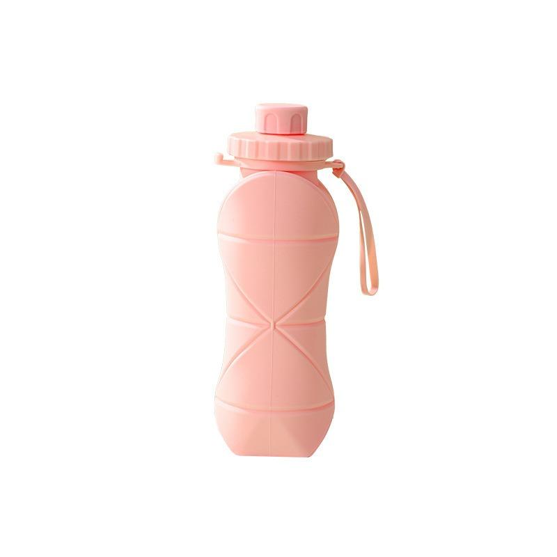 600ml Silicone Folding Water Cup Portable Reusable Plastic Bottle Outdoor Travel Gym Water Bottle Leakproof Anti-drop Drinkware
