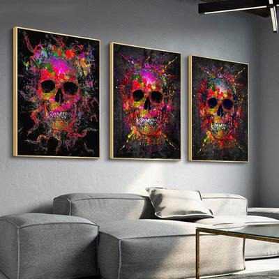 Abstract Colorful Pop Art Terror Skeleton Poster and Printmaking Street Graffiti Art Oil Painting Wall