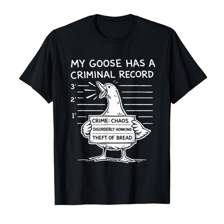 

My Goose Has a Criminal Record - Funny Chaos Honking Meme T-shirt For Men Women 100% Cotton T Shirts Short Sleeve Tops 0304-1... S