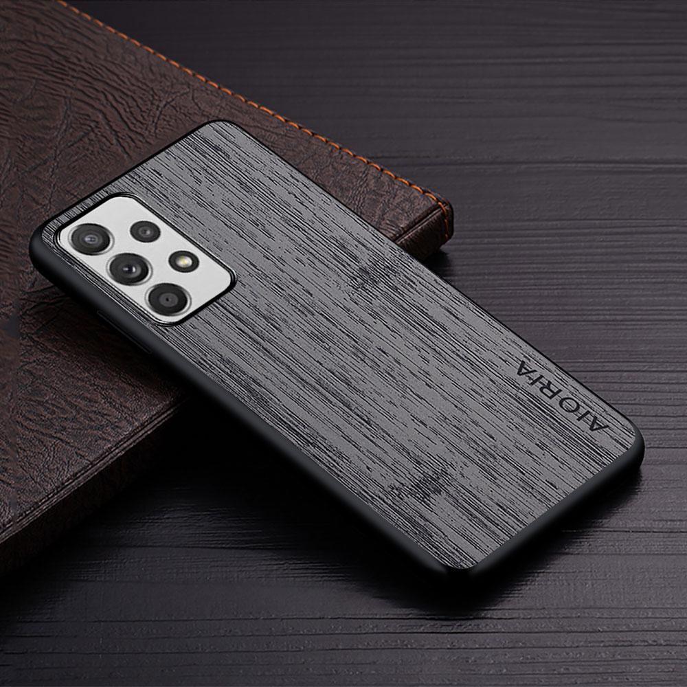 Case for Samsung Galaxy A57 A37 A17 A07 A73 A53 A33 A23 A13 4G 5G Straight Wood Grain PU Leather Cover for Samsung A57 Case