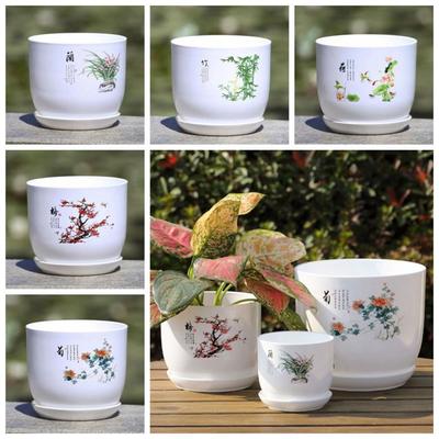 Tepsi Taklit Porselen PP Reçine Çiçek Saksısı Saksı Bitkisi ile Ekstra Büyük Plastik Çiçek Saksısı