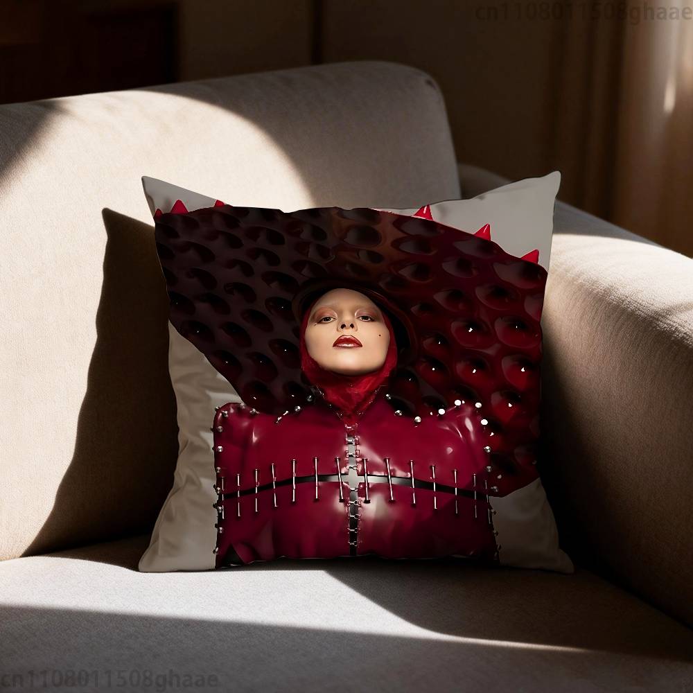 LLady Gaga Pillow Case Antidustmite Pillowcase Invisible zipper silky short plush Sofa cushion cover