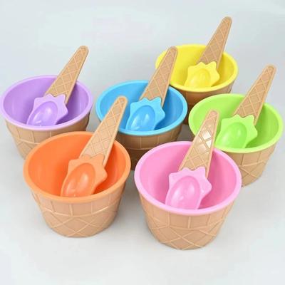 10Pcs Handmade Ice Cream Bowl Set (5 Bowls+5 Spoons), Sturdy Temperature-resistant Tableware for Food Serving & Pretend Play