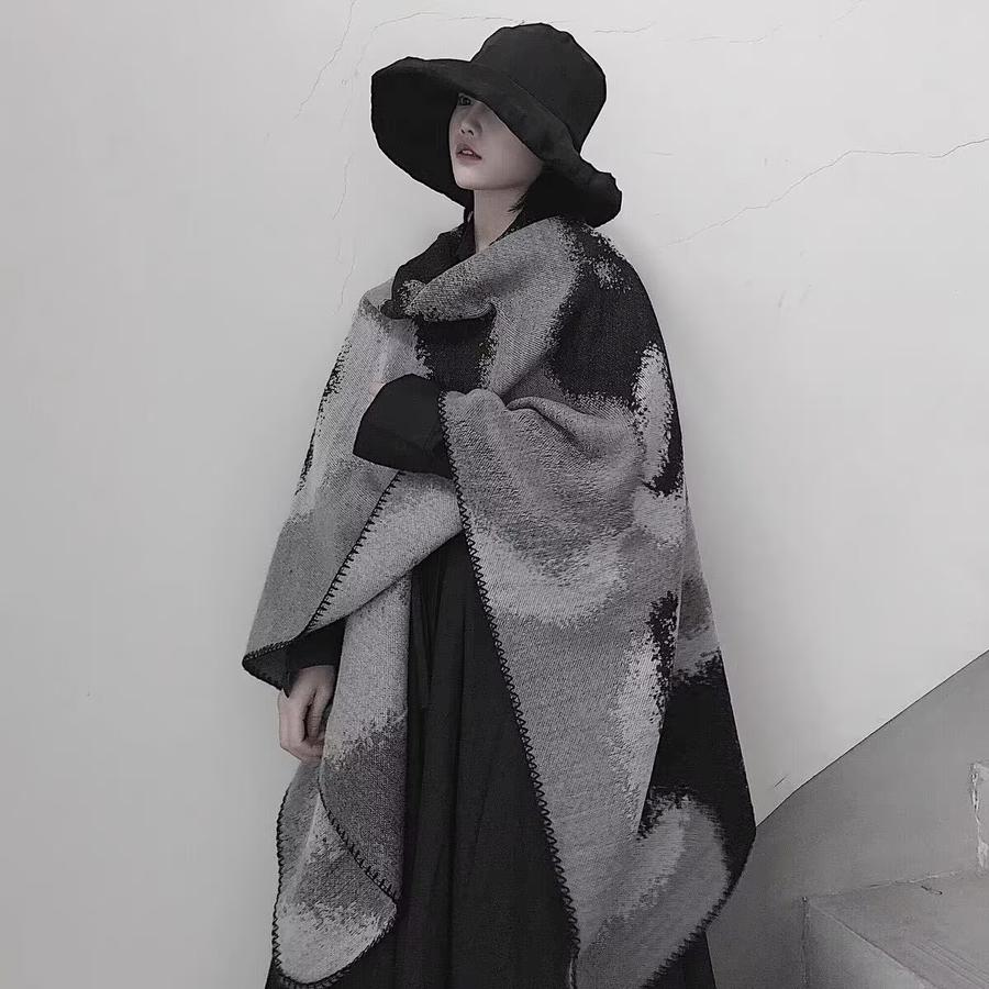Double-Sided Wear Chinese Style Cashmere Shawl for Women Spring/Autumn Fashion Trendy Elegant Travel Outerwear Warm Cape