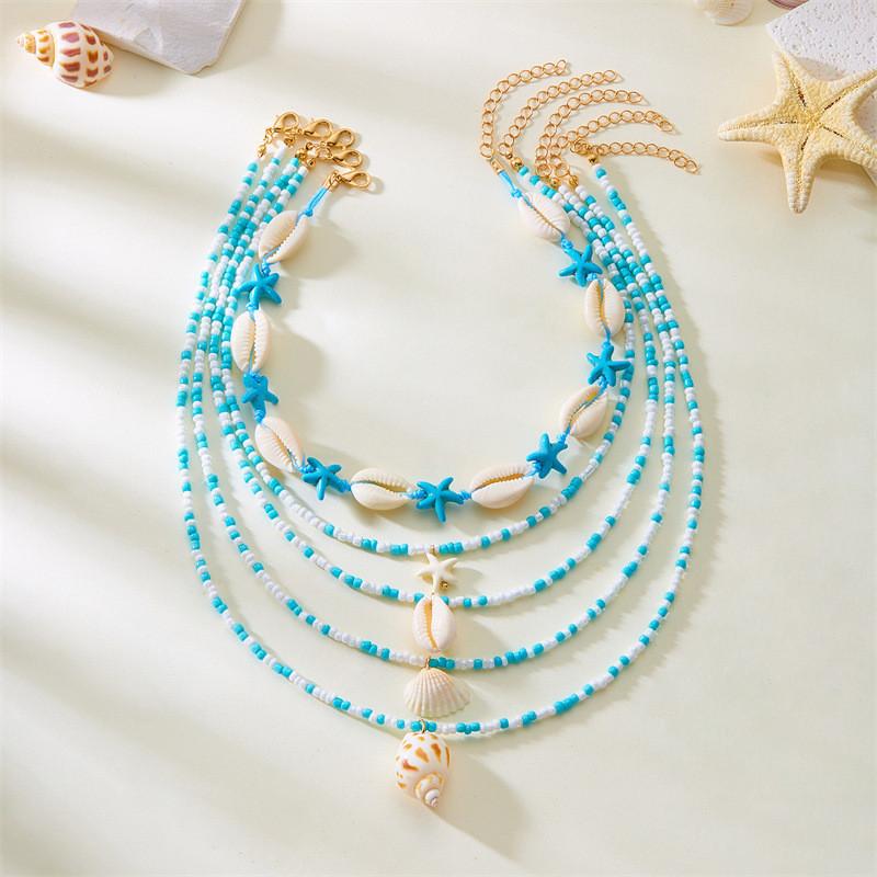 Collier de Perles Coquillage Mode pour Femmes avec Pendentif en Alliage pour un Style Décontracté d'Été