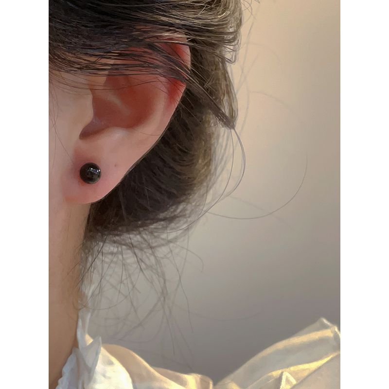 

Sugar Black Agate Female Earrings Sweet Cool White Lily 6mm