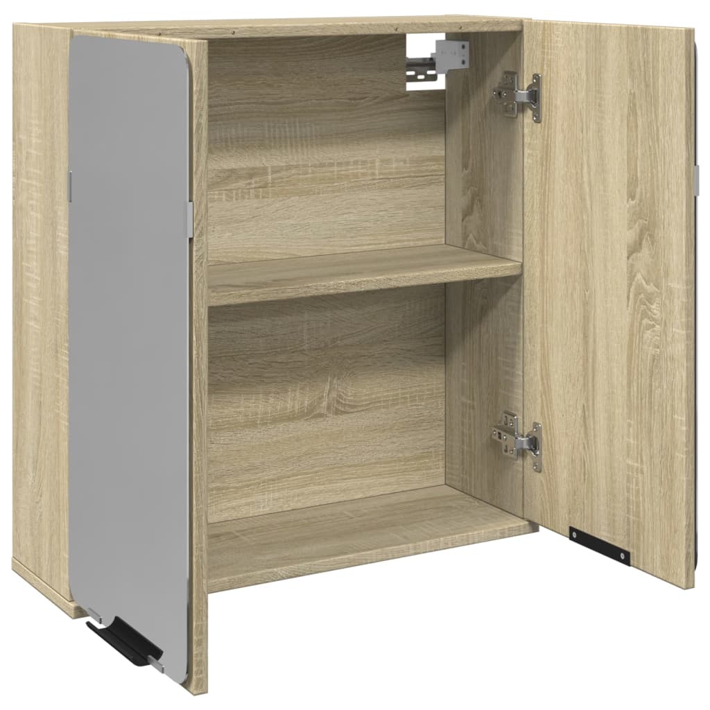 Vidaxl Szafka Łazienkowa Z Lustrem, Dąb Sonoma, 64,5X20X66,5 Cm