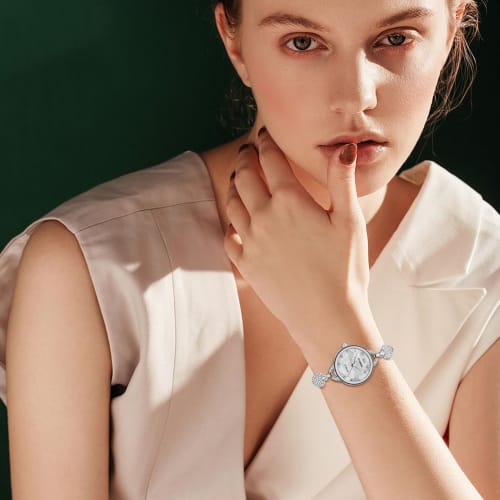 Women's Replica Waterproof Wristwatch: Exquisite Heart Band, Zirconia, Diamond, Quartz Movement, Delicate, Classic, Cute, Stylish, Stainless Steel, Ad