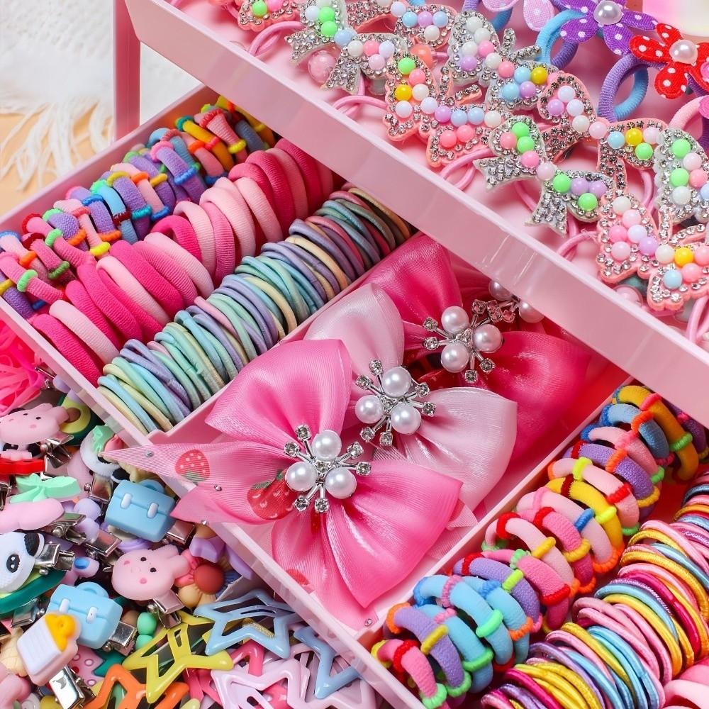 546 Teile Blume Hohelastisches Haaraccessoires-Set Kein Haarschaden Bunte Haarspangen Mädchen Haarbänder Mädchen Kinder