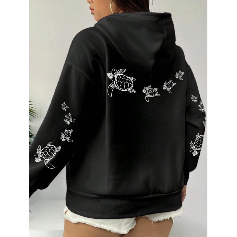 Unisex European Style Sea Turtle Hoodie – Versatile, Funny Sweatshirt for Spring & Autumn