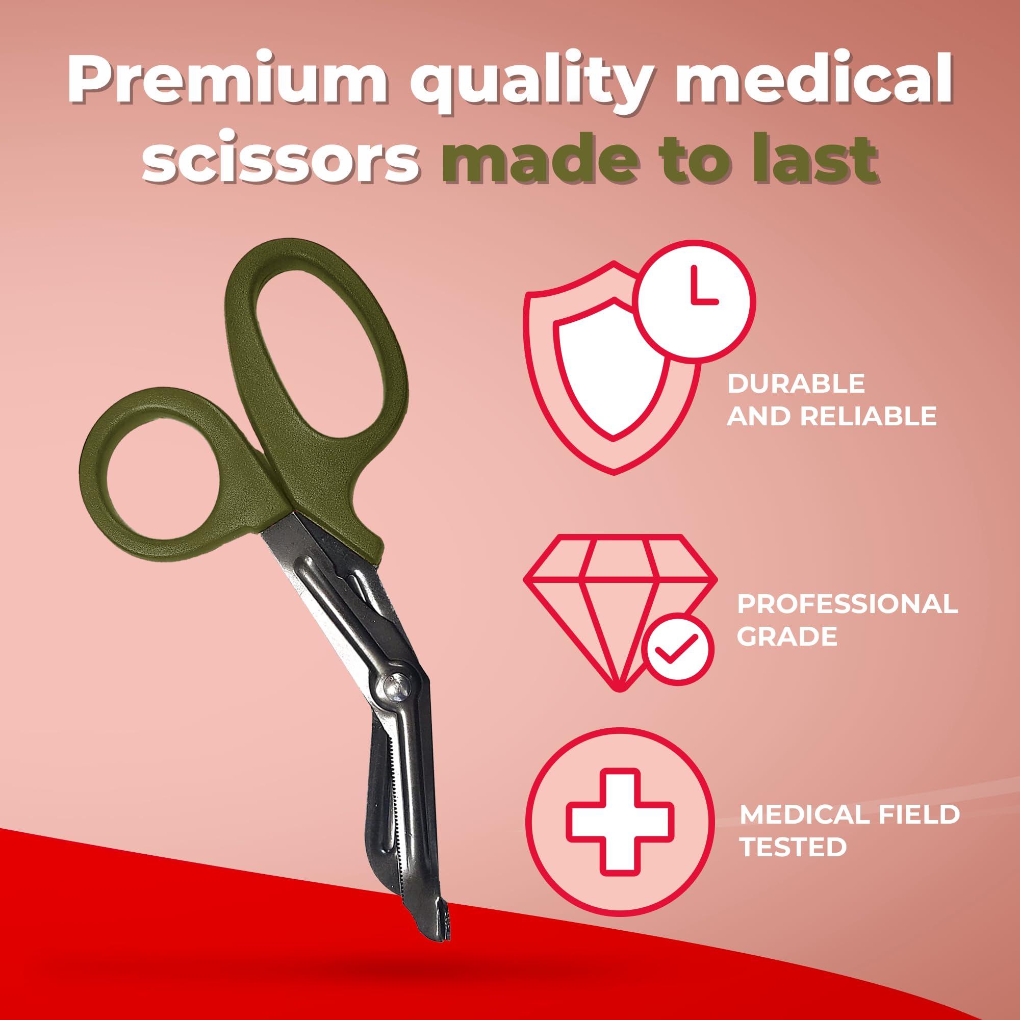 

1pcs Autoclavable Titanium Adhesive Bandage Scissors Camping Gauze Bandage Emergency First Aid Scissors Nurse Trauma Scissors армія зелений колір