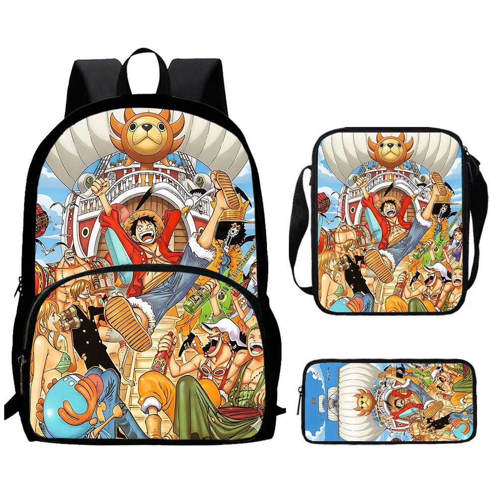 One Piece 3 In 1 Lightweight Adjustable Front Pocket School Backpack Set With Crossbody Bag Pencil Case For Boys Girls Ages 6-10