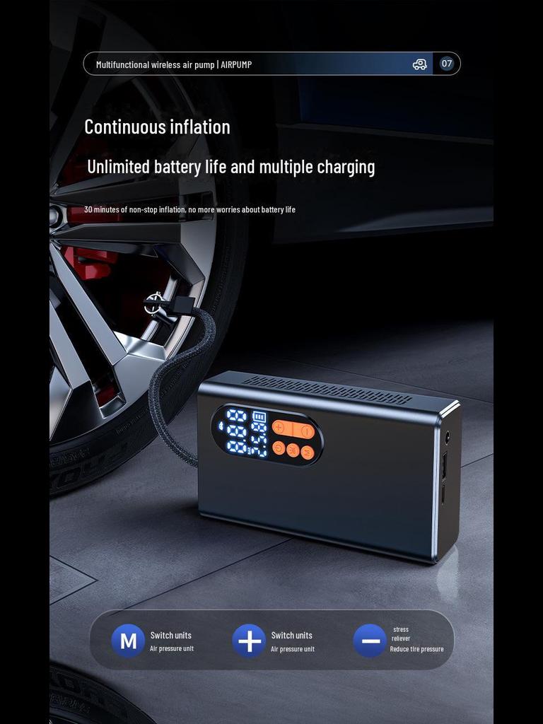 Smart Digital Display Wireless Portable Car Air Pump: High Pressure Electric Tire Inflator