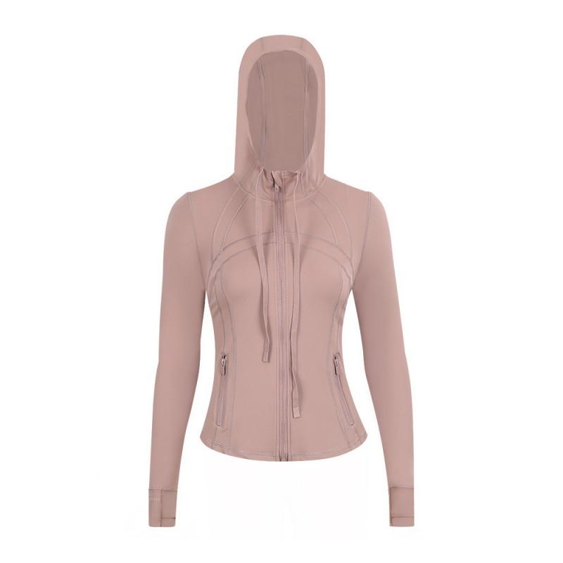 Damen atmungsaktive Kapuzen-Yogajacke Langarm Fitness Top Activewear