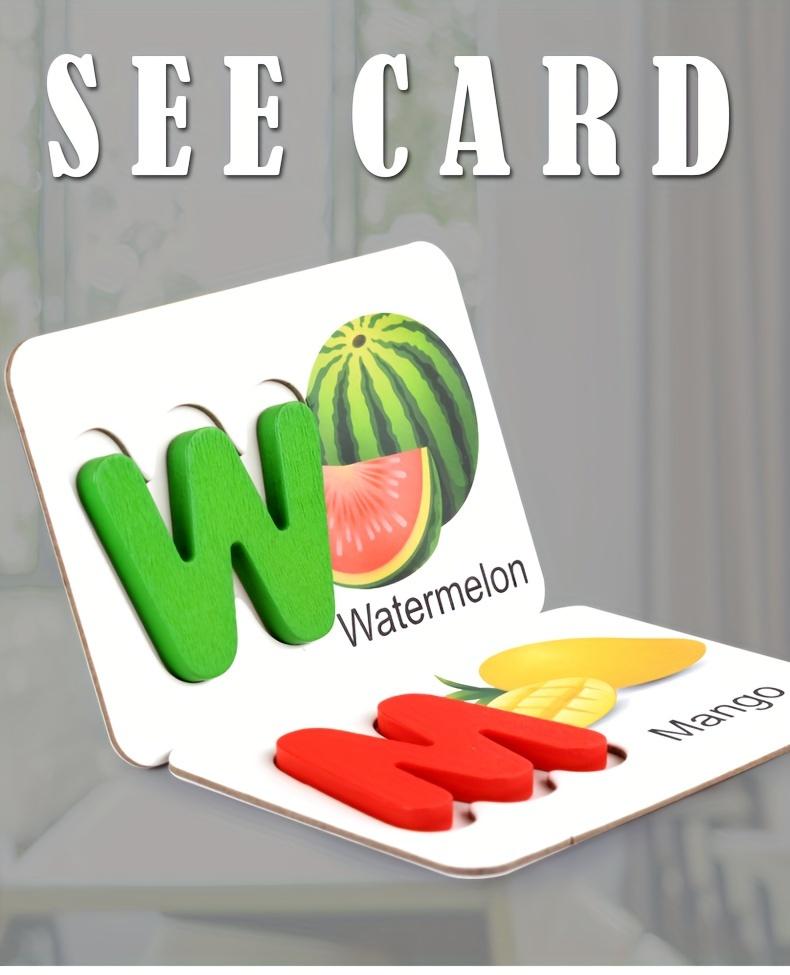 Montessori, Wooden Alphabet Cards, Children's Early Education Fruit Cognitive Cards, Kindergarten Enlightenment Puzzle Block Toy