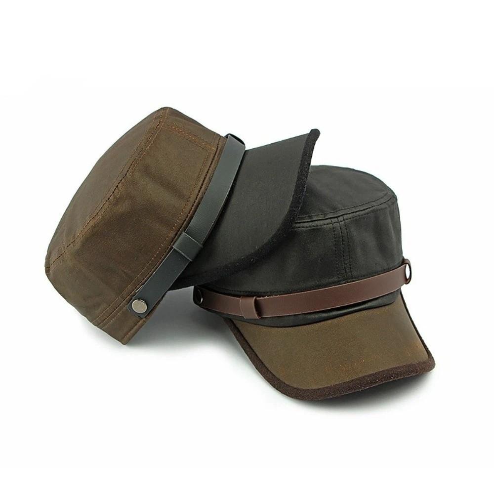 Waterproof Waxed Canvas Cap Durable Cotton Baseball Cap Vintage Flat Top Hat  Four Seasons