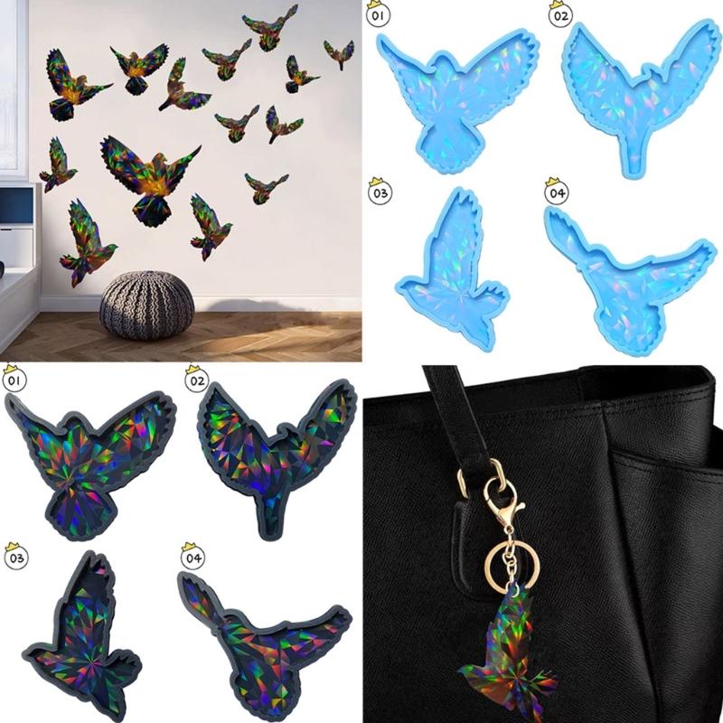 Shiny Glossy Silicone Eagle Holographic Molds Light Shadow Pendant Mold DIY Ornaments Jewelry Epoxy Crafting Mold