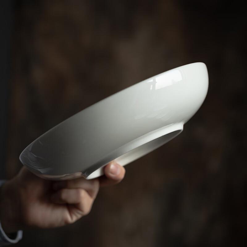 Ru Han White Ceramic Deep Serving Plate