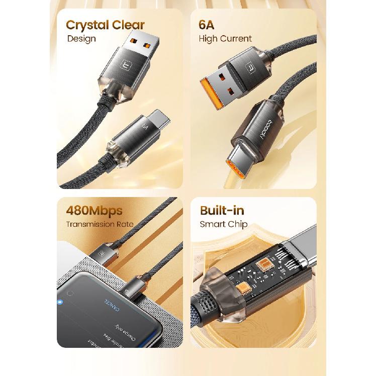 Toocki 6A USB Type C Cable Fast Charging Charger Cable USB A To Usb C For iPhone 15 Samsung Xiaomi Huawei Oppo Oneplus Data Cord