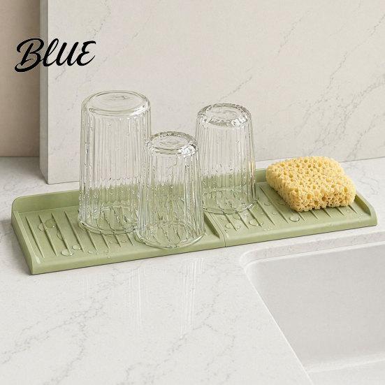 Suction Cup Kitchen Mat Silicone Sink Faucet Mat Foldable Splash Guard with Cup