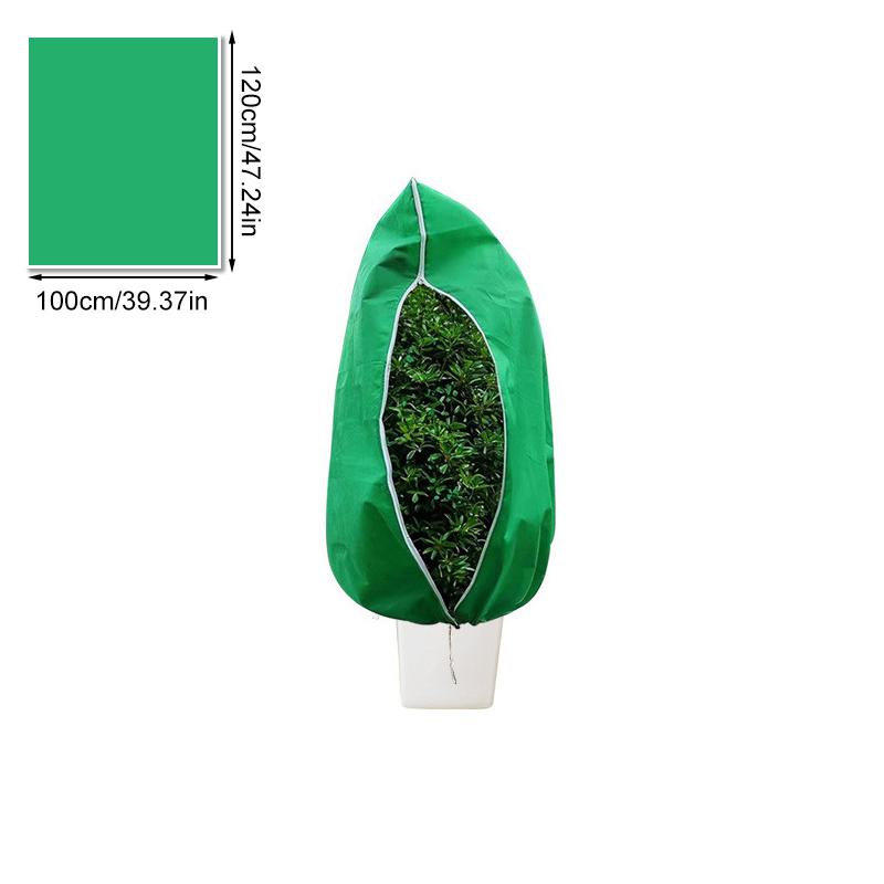 

1 шт. Садовый зимний дышащий мешок для защиты растений из нетканого материала, на шнурке с молнией, защита от заморозков, укрытие для растений 1x1.2m зелёный