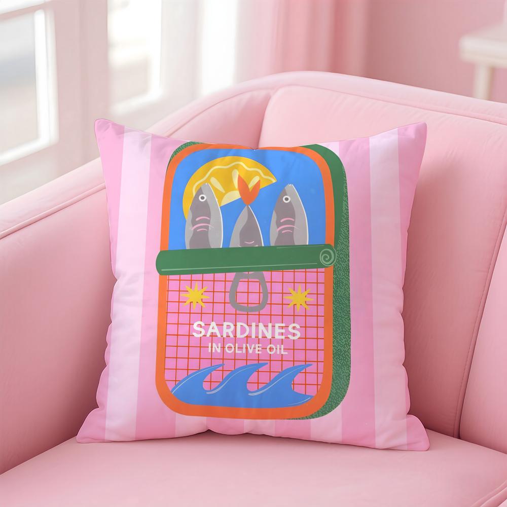 Bunte Sardinen Fantasiemuster Kissenbezug Kissenhülle Kurzer Plüsch Verdeckter Reißverschluss Wohnzimmer Sofa Kissenbezug