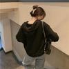 Women's College Style Hooded Sweatshirt Jacket - Spring/Autumn 2023 Zipper Loose Cardigan Top