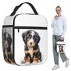 Bernese Mountain Dog Animal Insulated Lunch Bag for Kids School Cooler Thermal Food Box Tote Leakproof Lunch Boxes Container