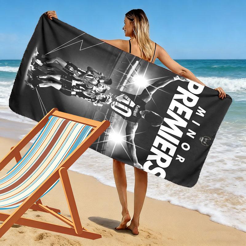 Collingwood Magpies Druck Strandtuch, Großes Weiches Schnelltrocknendes Handtuch für Strand Camping Schwimmen