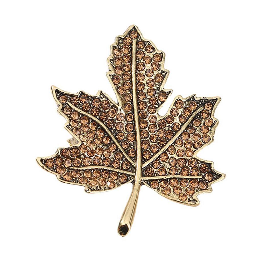 Vintage Maple Leaf Brooch With Antique Finish And Sparkling Rhinestones Antique Jewelry For Elegant Outfit Enhancement