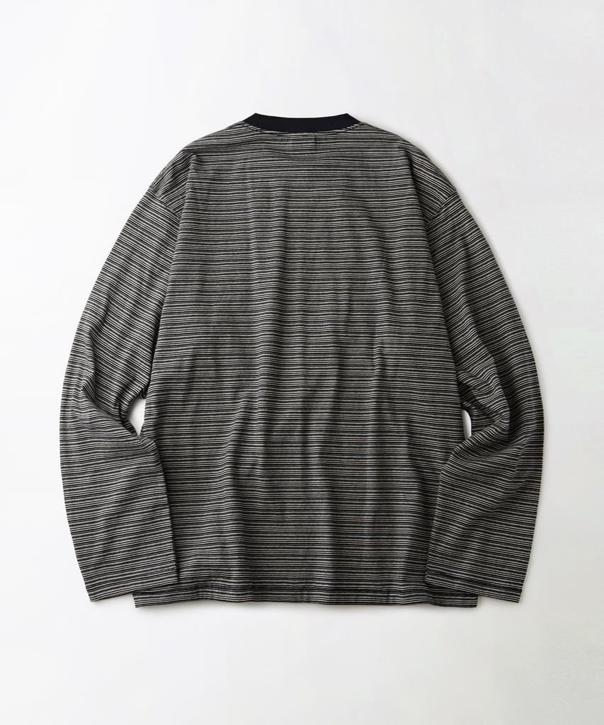 OUTSTANDING Thin Stripe Long Sleeve Tee_Navy/Ivory