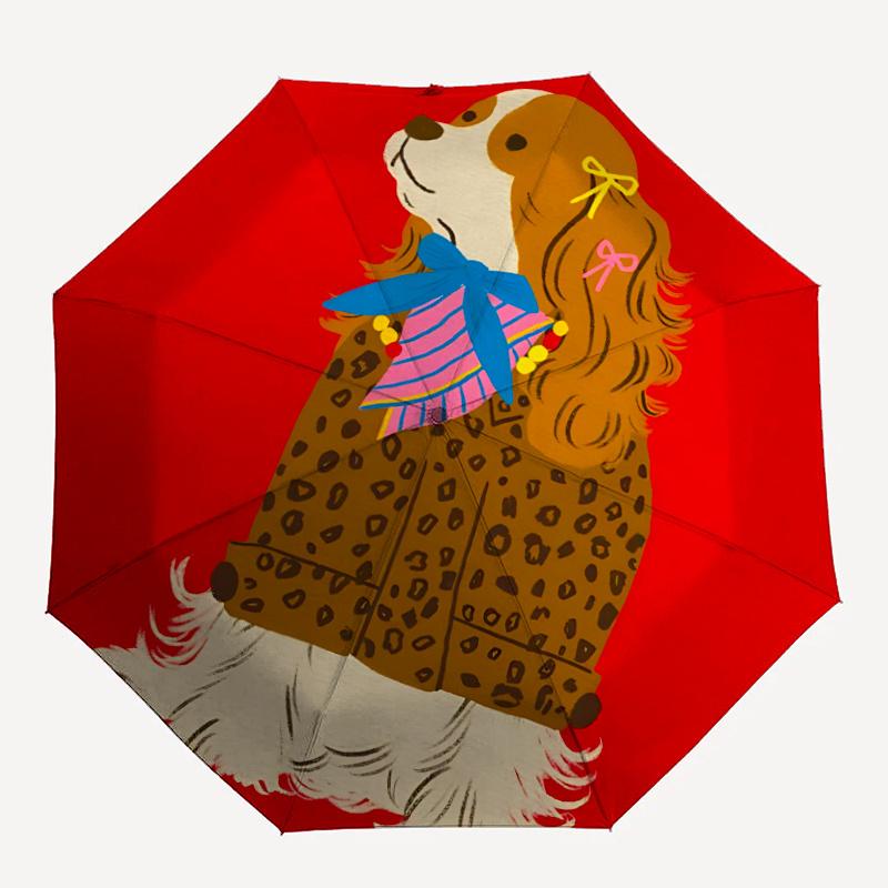 

1pc DressedUp Dog One Umbrella a Plastic Hle, Compact Stylish, with a Vibrant Cartoon Pattern, Perfect Home, Travel
