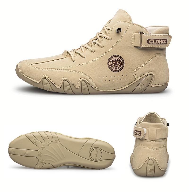 Men's Ankle Boots Fashion High Top Sneakers High Quality Leather Casual Shoes Comfort Soft Sole Driving Shoes Big Size Men Shoes