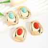 Imitation turquoise personalized stud earrings fashionable high-end glossy retro earrings simple and versatile earrings women