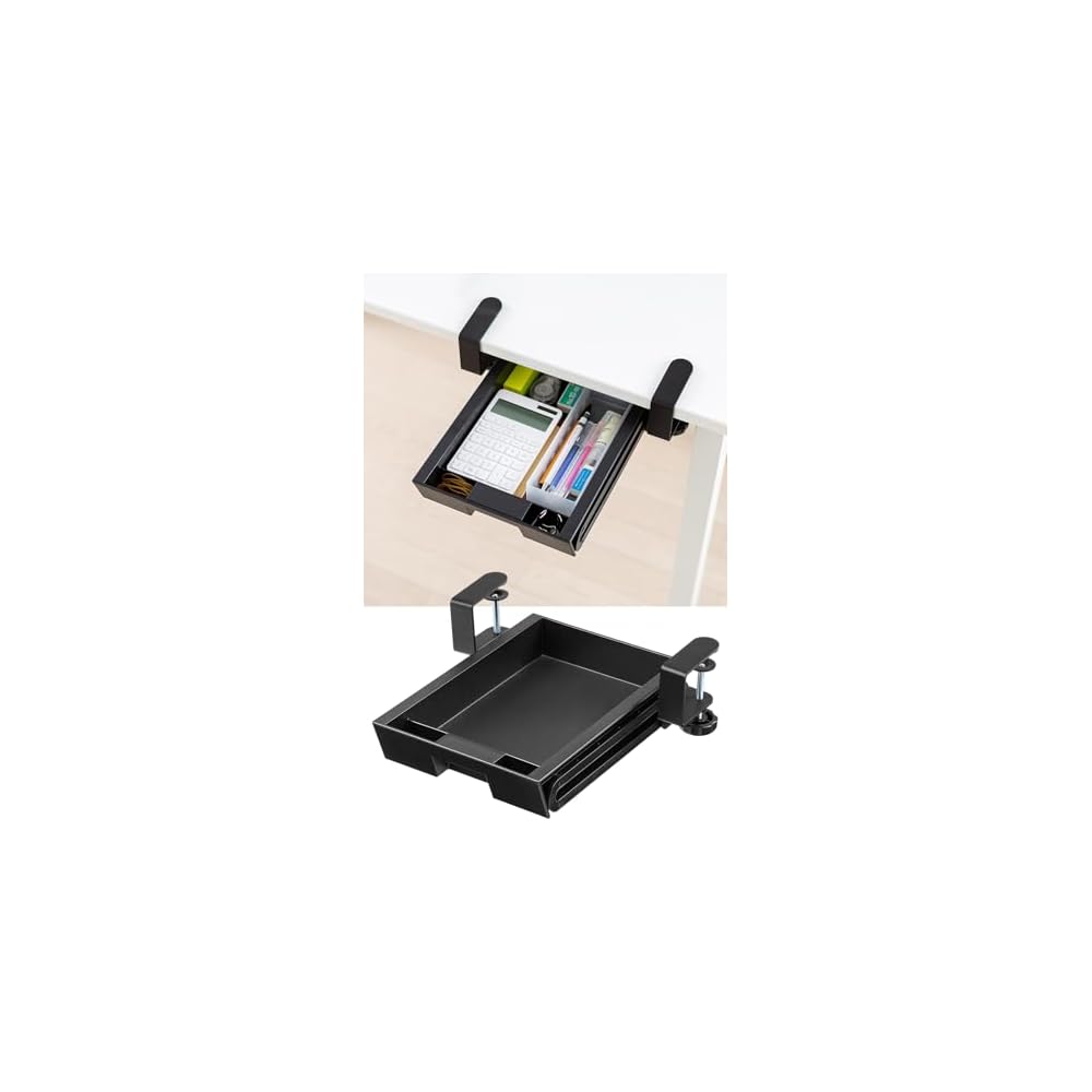Sanwa Direct Add-on Drawer, Under-Desk Storage, Clamp Type, Small Item Organizer, Inner Dimensions:
