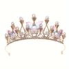 European and American Bride Crown Headwear Diamond Encrusted Pearl Half Crown Hair Accessory Studio Follow Up Makeup Dress Princess Crown Accessory