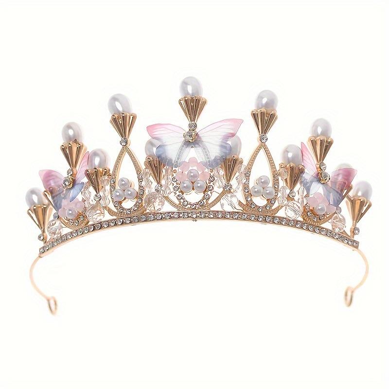 Europejska i Amerykańska Korona Ślubna Nakrycie Głowy Inkrustowane Diamentami Perłowa Półkorona Dodatek do Włosów Studio Follow Up Makijaż Sukienka Korona Księżniczki Dodatek