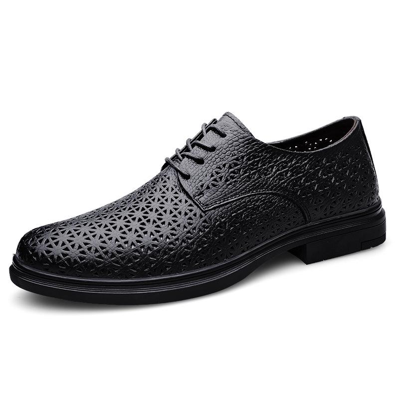 Men s Genuine Leather Summer Casual Breathable Driving Shoes - Lace-up, Round Toe, Large Sizes Available 40
