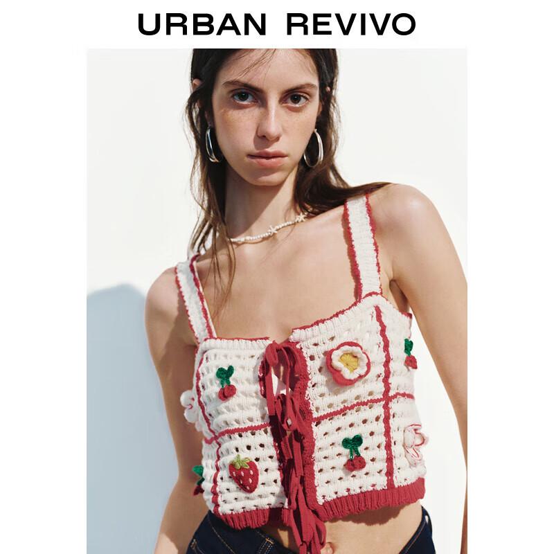 

Женский вязаный жилет UR с фруктовым узором, завязками спереди L