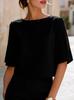 Women's Casual Loose Round-neck Slit Mid-sleeve Short Pullover Top