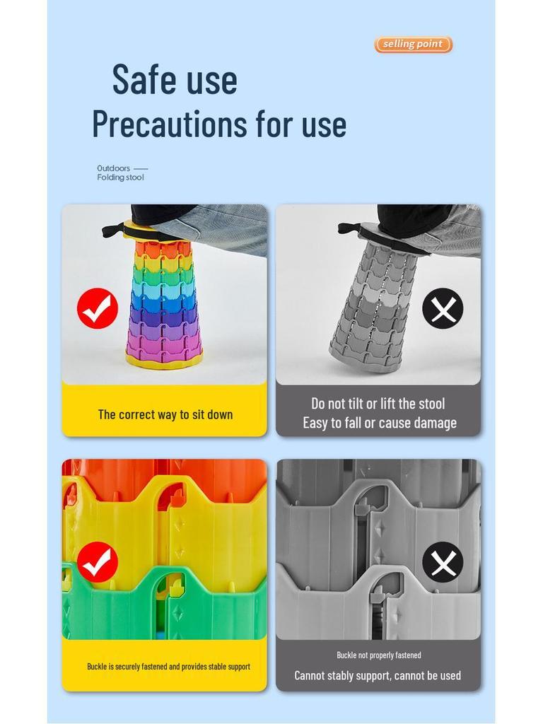 Collapsible Telescopic Outdoor Stool: Portable, Space-Saving, Adjustable for Travel and Fishing.