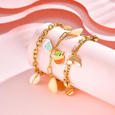 Ocean Element Vacation Stainless Steel Gold Bracelet Women'S Fashion Summer Accessories 2057