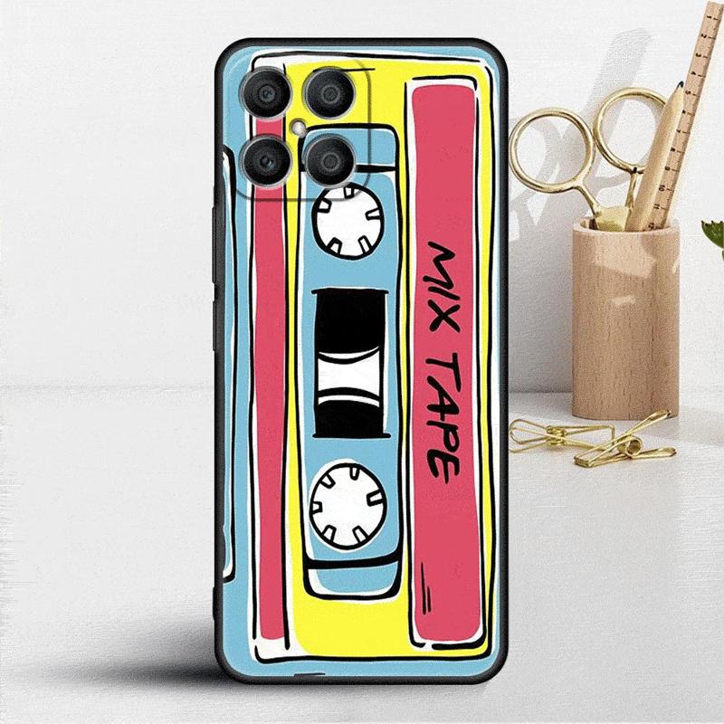 Mixtape Vintage Magnetic Tape Cassette Audio Case For Honor X8 X8a 90 X9a 8X 70 50 20 Magic5 Pro 9X P60 P50 Soft Phone Funda
