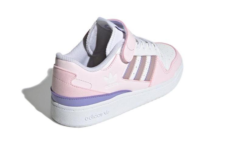 Adidas Originals FORUM El C Synthetic Leather Abrasion Resistant Low top Kids' Skateboarding Shoes Pink White GY8197
