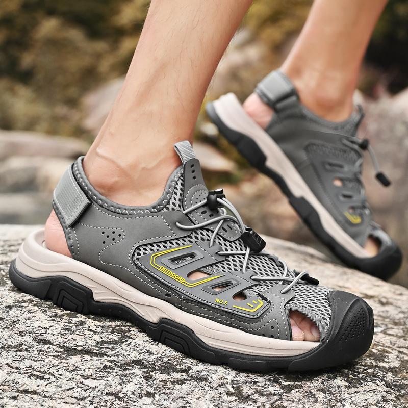 Fashion Beach Cool Man Luxury Sandals Fashion Outdoor Flats Comfortable Man Sandals Lace-Up Men Walking Shoe Hollow Out Mens Mesh Shoes