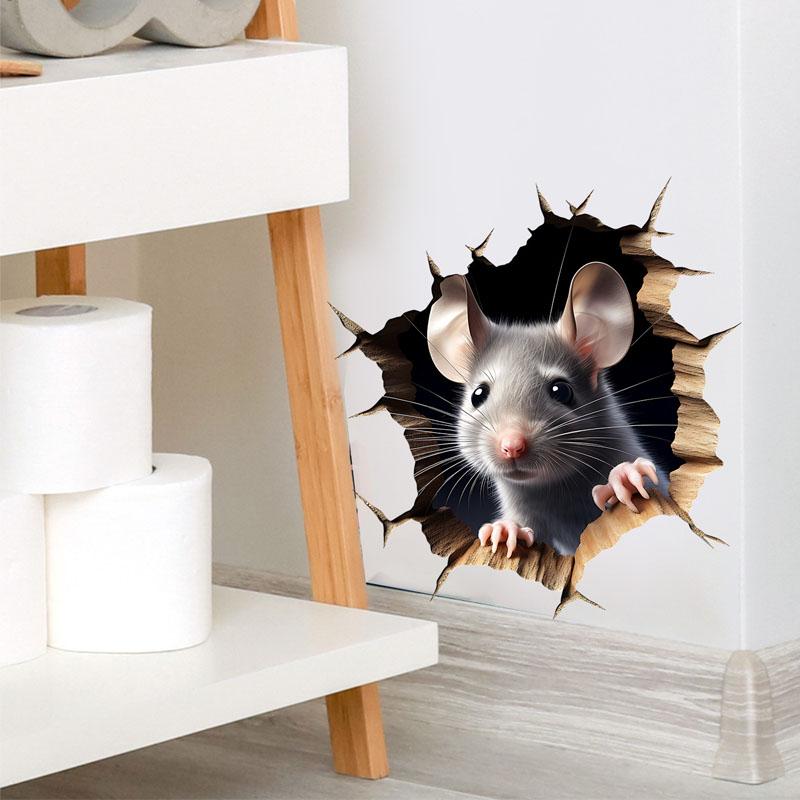 3D Mouse Hole Sticker Removable Self-Adhesive For Room Bedroom Home Decoration Accessories