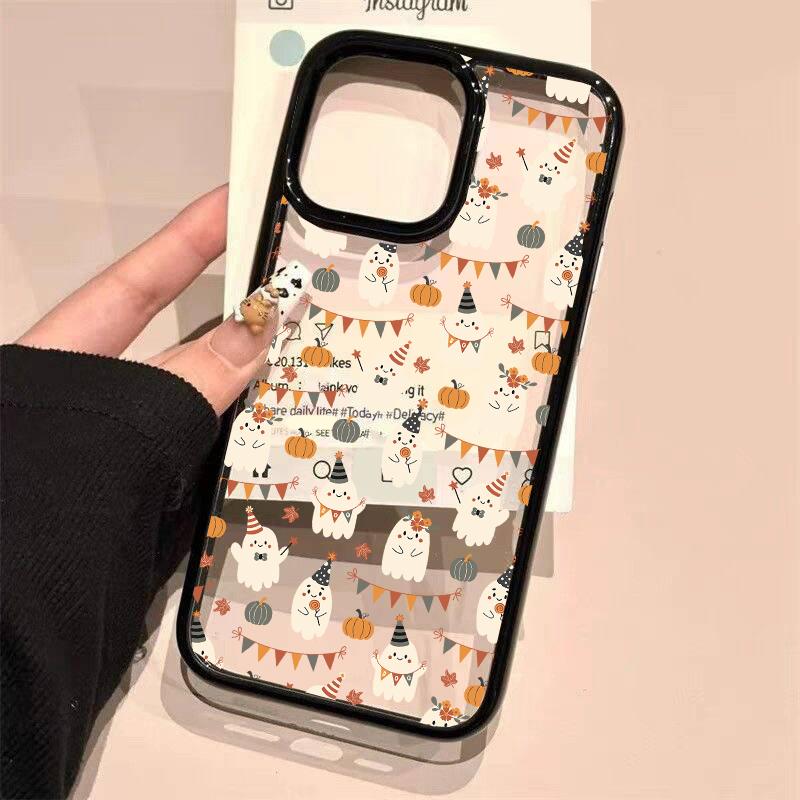 Cool Cartoon Halloween Ghost Spider Phone Case For iPhone 14 15 16 17 11 12Mini 13Pro Max XS XR 7 8Plus Lovely Clear Hard Cover