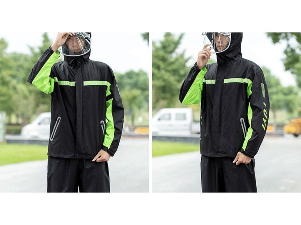 Men's and Women's Reflective Waterproof Raincoat and Pants Set for Riding and Takeaway