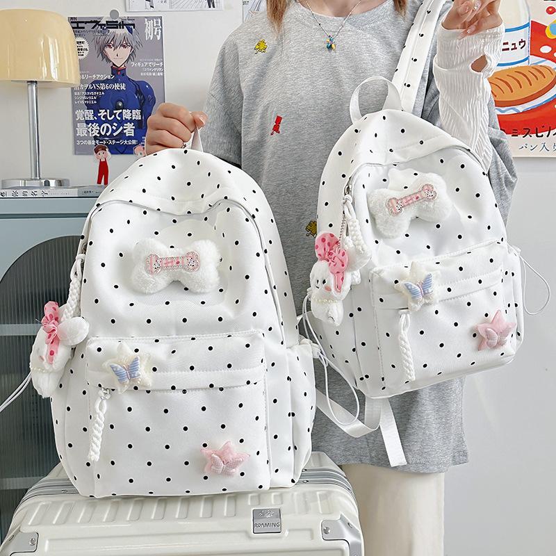 Schoolbag High-value Schoolbag for Female Junior High School Students Cute Polka Dot Backpack Large Capacity Campus Girl College Student Class